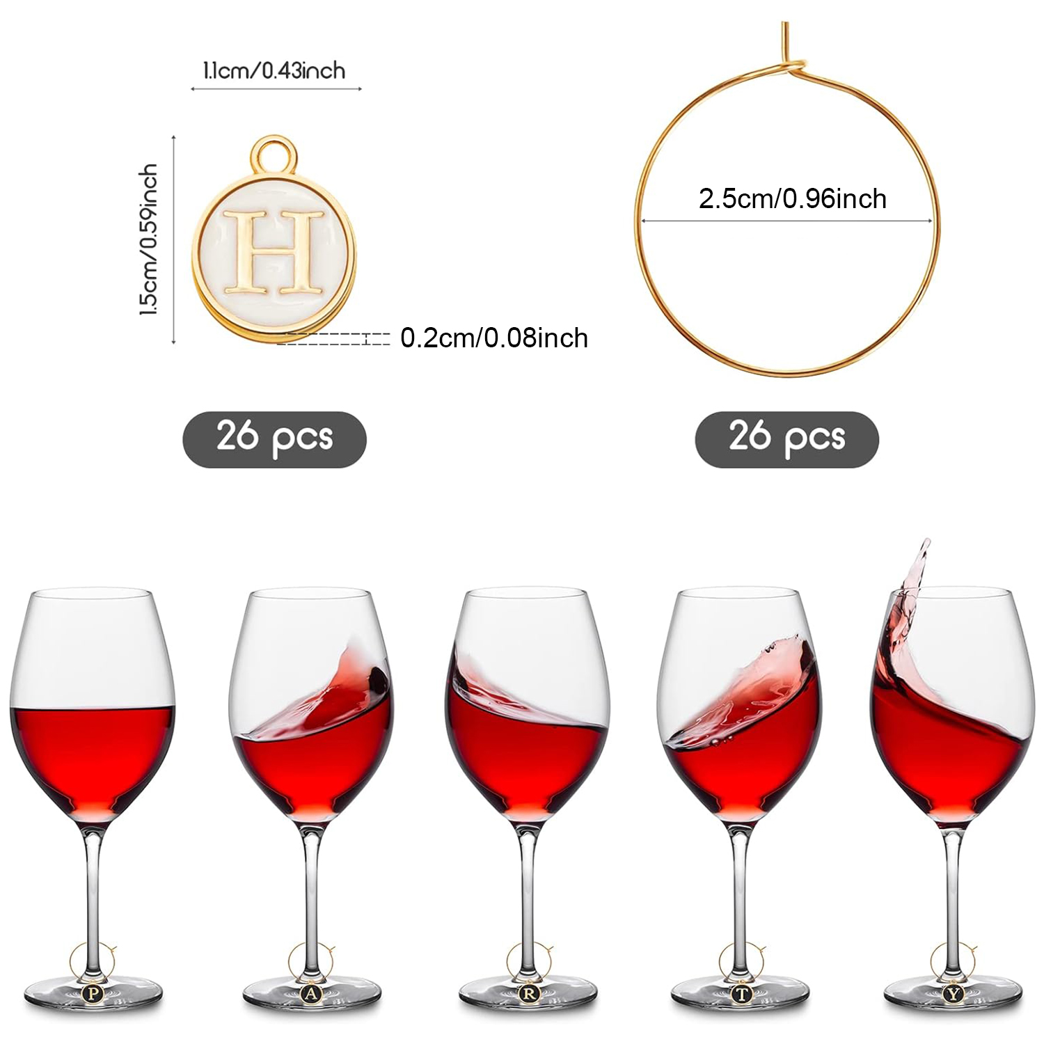 26Pcs Wine Charms for Stem Gla - Jewelry Making Glasses ulasan dan harga