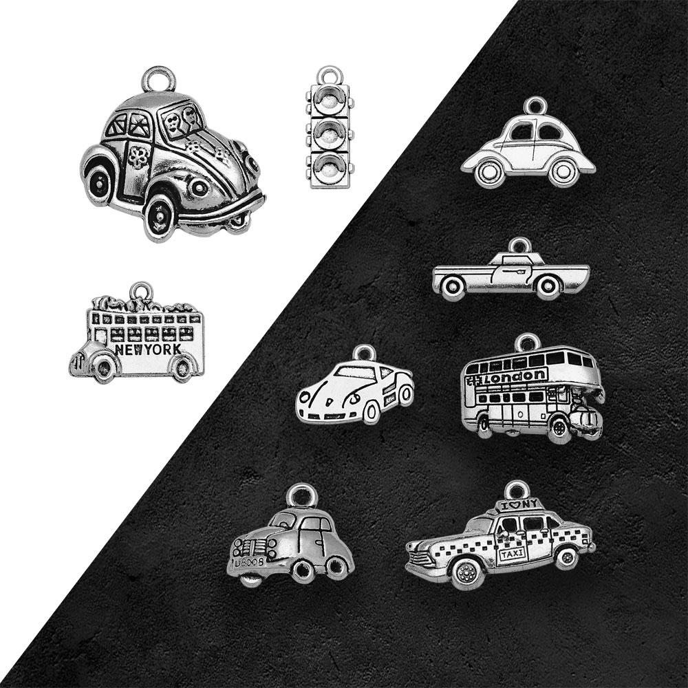 Silver Plated Taxi Bus Car Tra - Jewelry Making New York ulasan dan harga