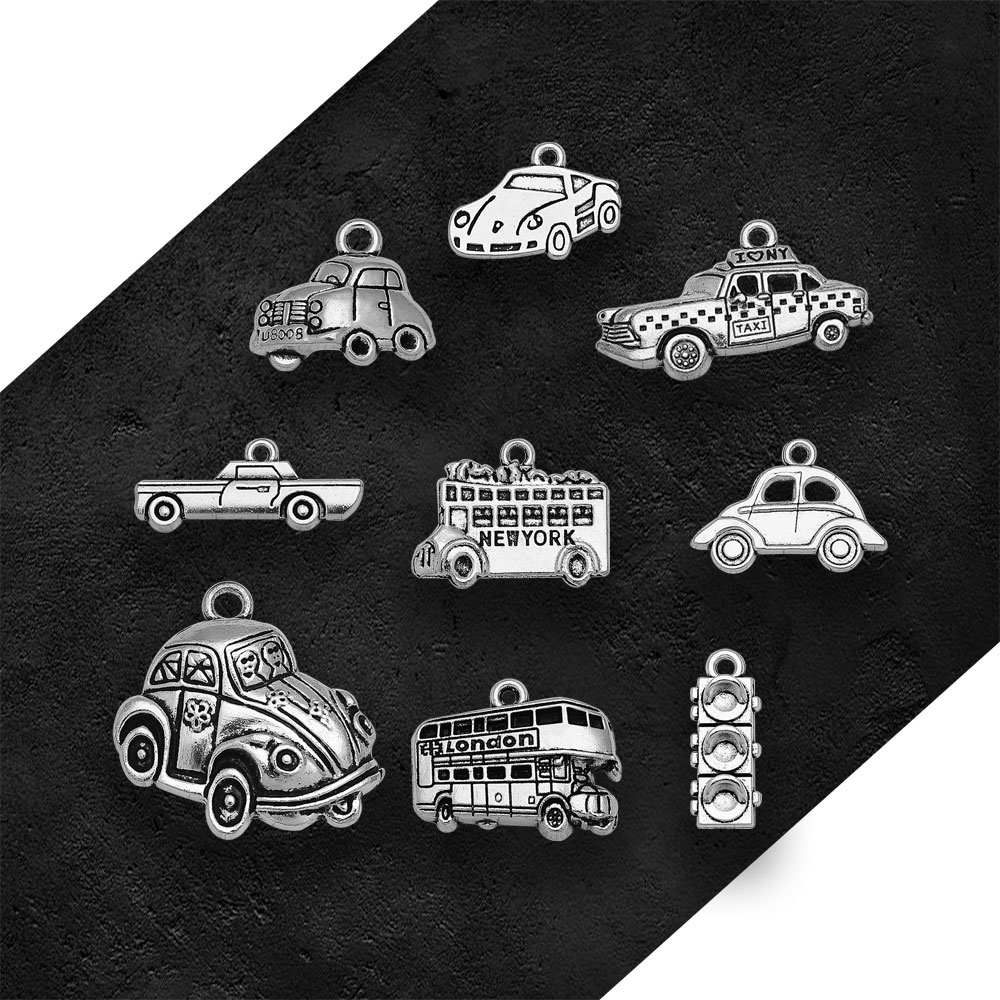 Silver Plated Taxi Bus Car Tra - Jewelry Making New York ulasan dan harga