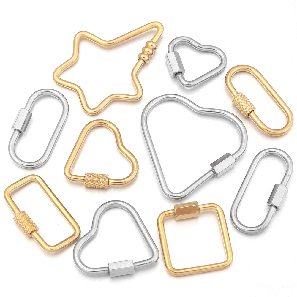 2pcs Gold Stainless Steel Hear - Jewelry Making Designs ulasan dan harga