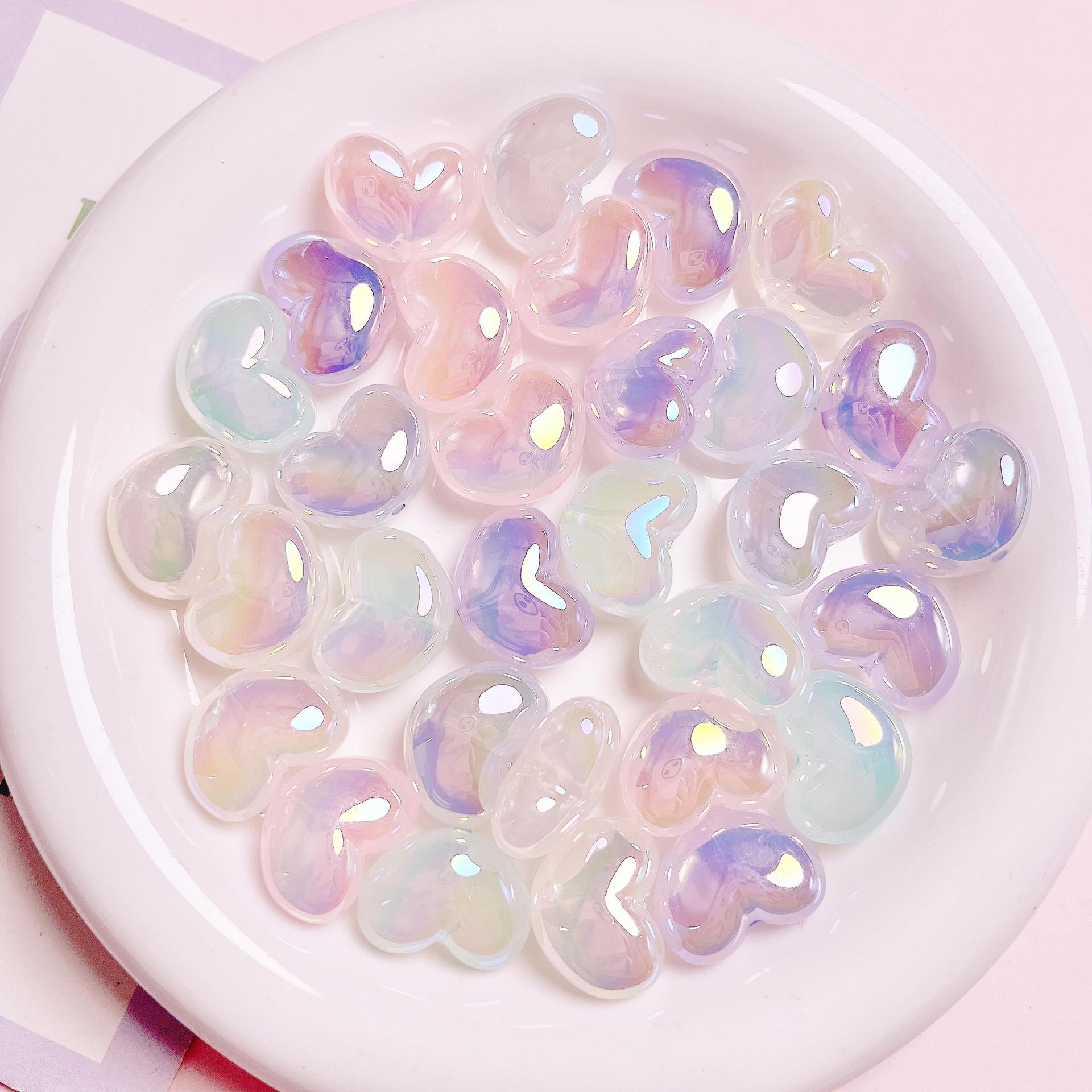 10Pcs Heart Transparent Glitte - Jewelry Making Ideas With Beads ulasan dan harga