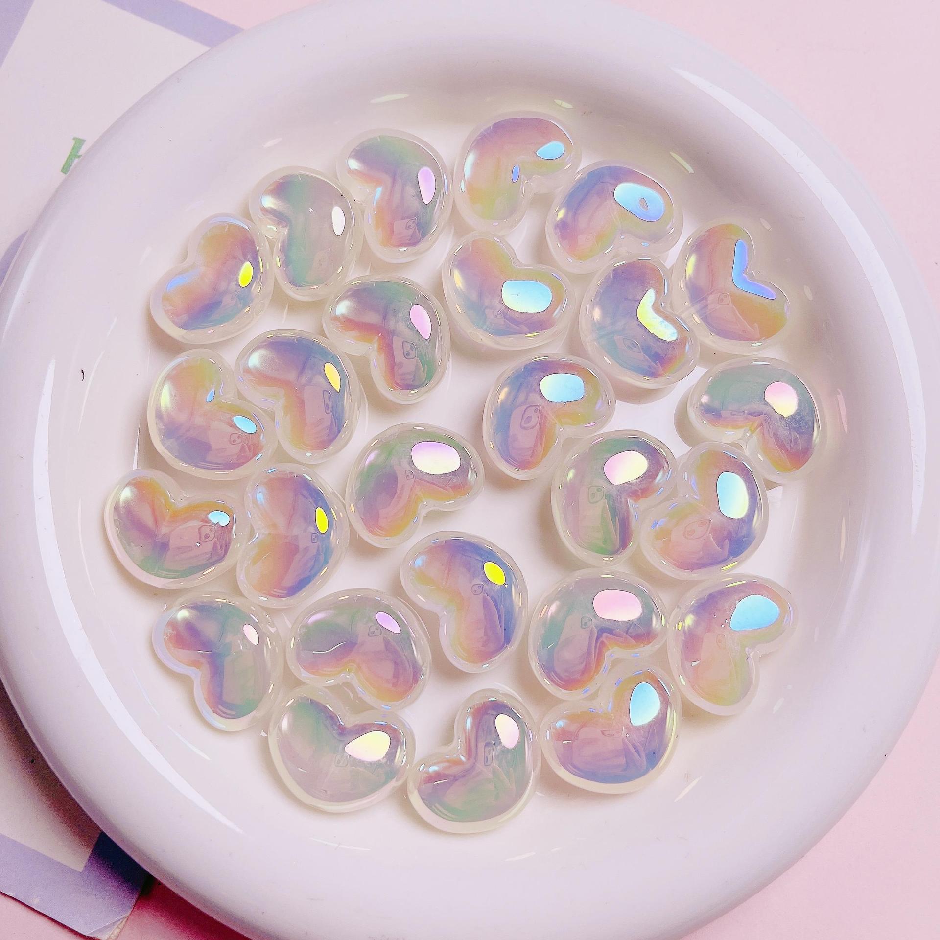 10Pcs Heart Transparent Glitte - Jewelry Making Ideas With Beads ulasan dan harga