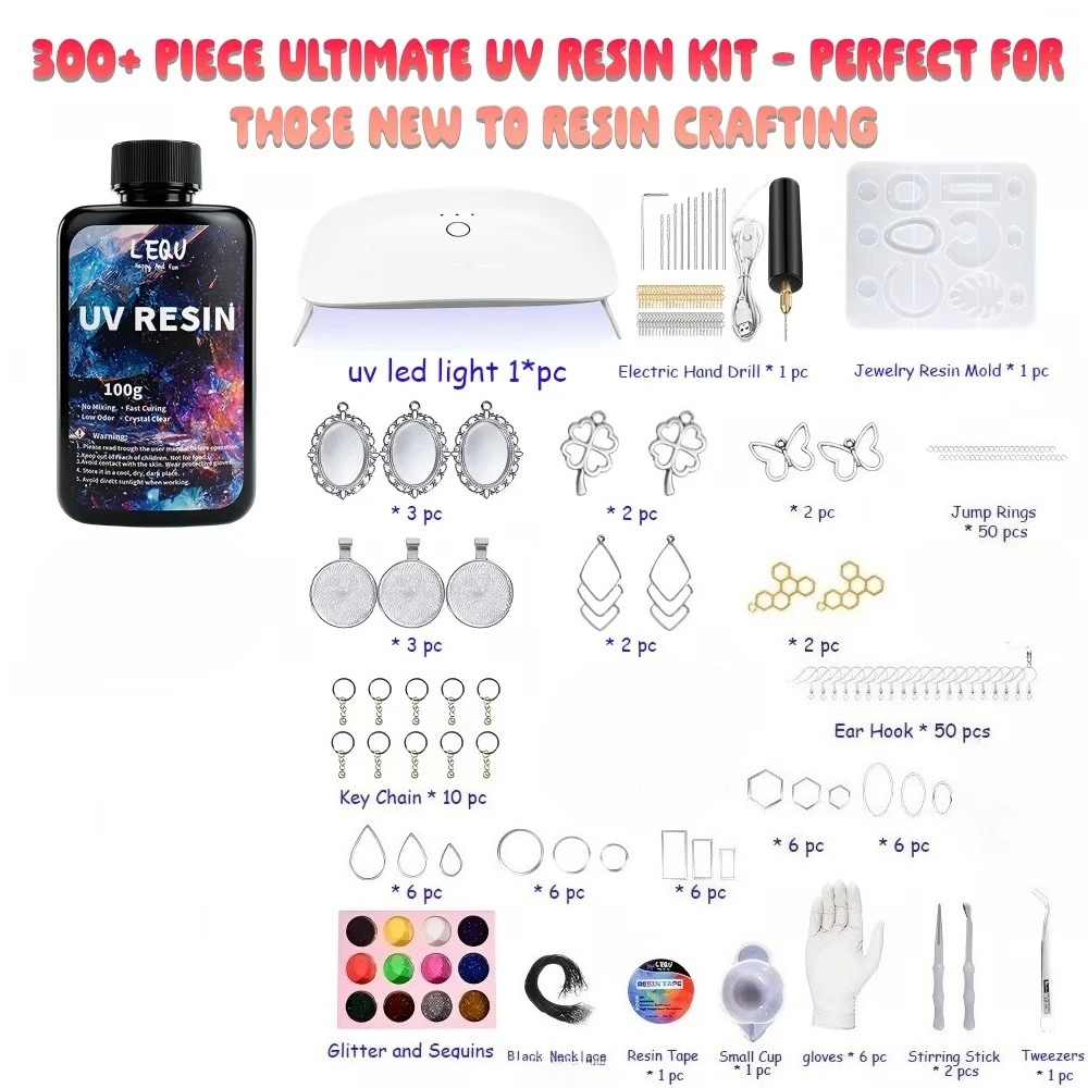 300Pcs UV Resin Kit 100g Clear - Jewelry Making Drill ulasan dan harga