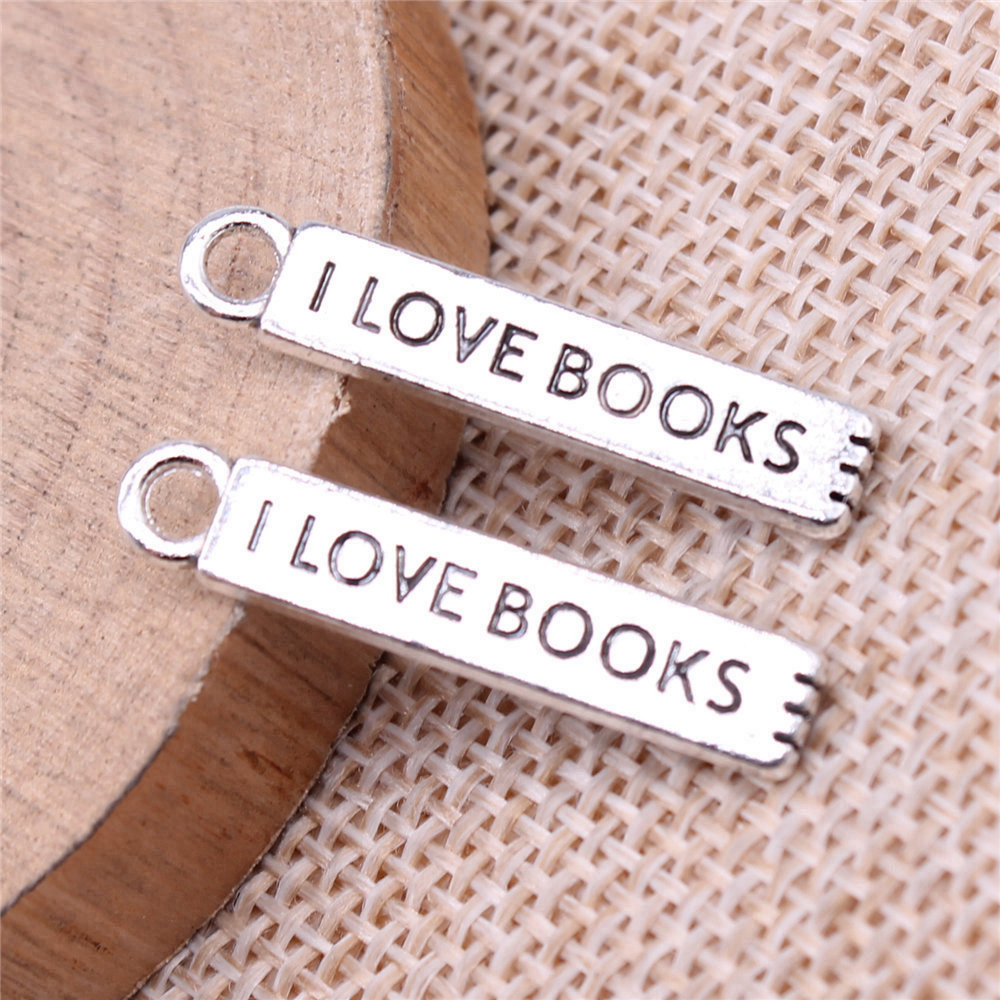 20pcs/lot I Love Books Charms  - Jewelry Making Guide Book ulasan dan harga