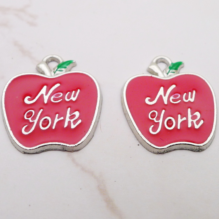 10Pcs Enamel Apple New York Ch - Jewelry Making New York ulasan dan harga