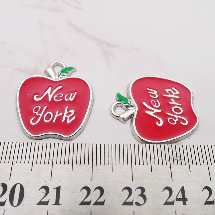 10Pcs Enamel Apple New York Ch - Jewelry Making New York ulasan dan harga