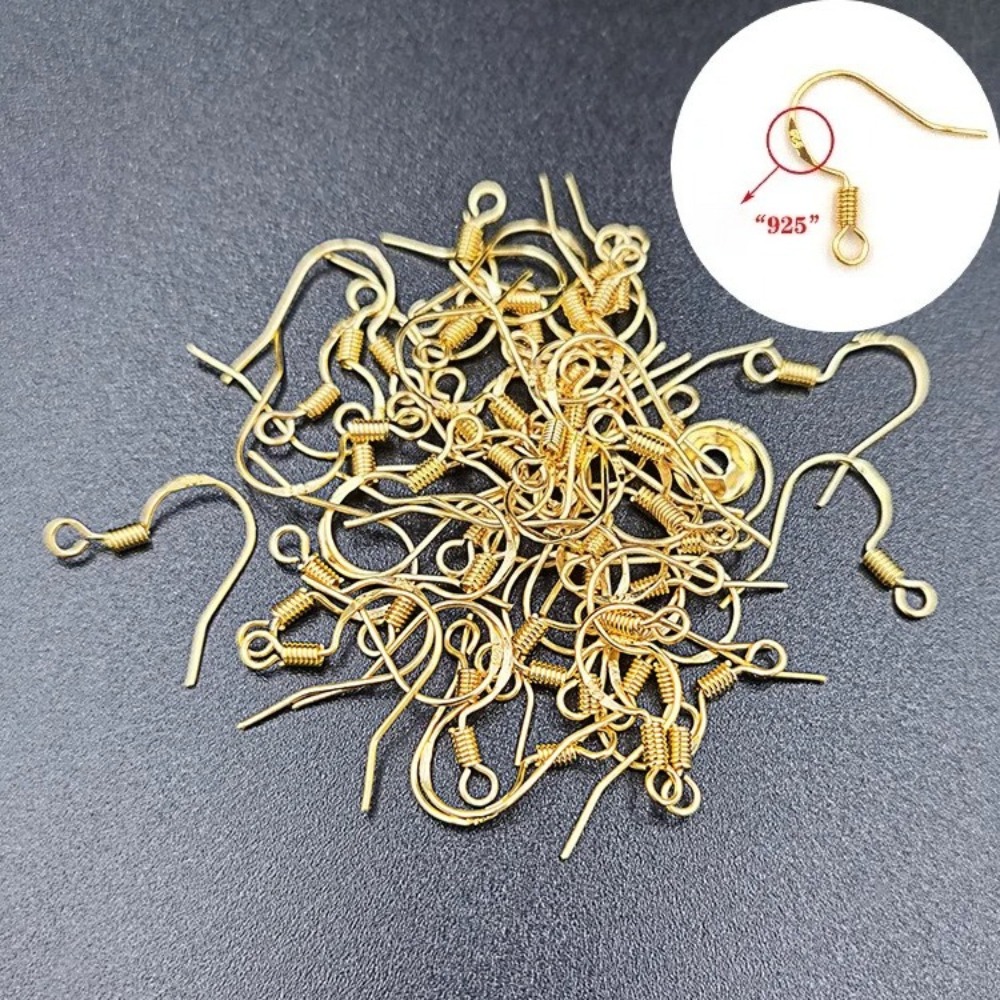 Gold Plated Earring Hooks 100P - Jewelry Making Gold Wire ulasan dan harga