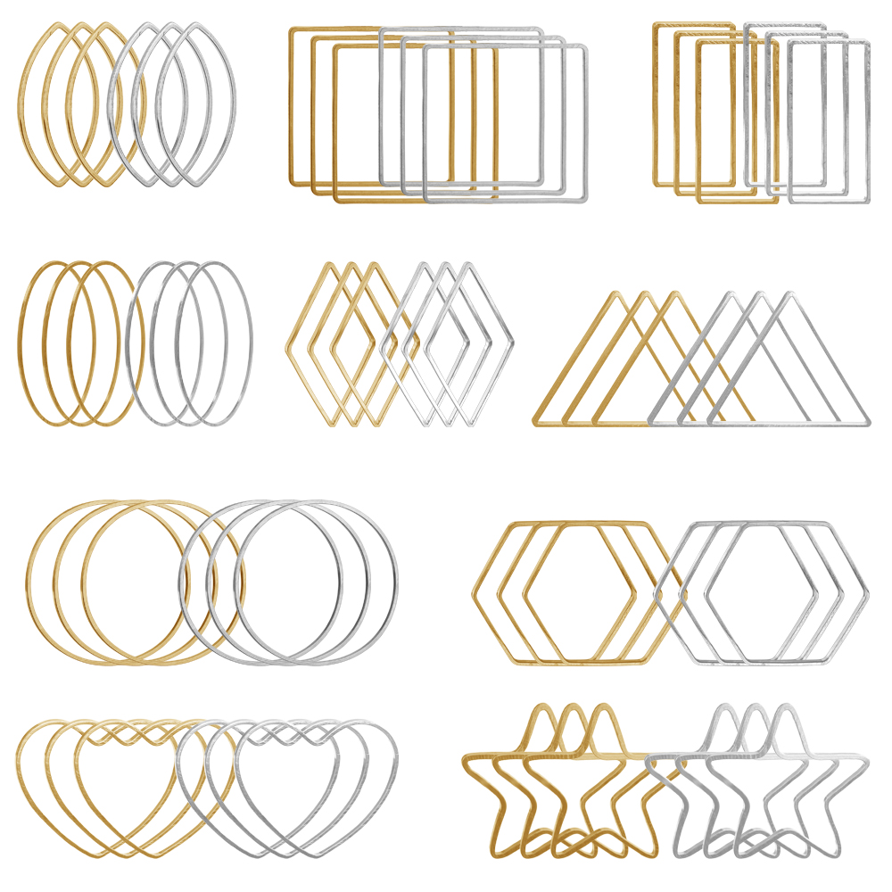 20Pcs Gold Silver Hollow Frame - Jewelry Making Silver ulasan dan harga